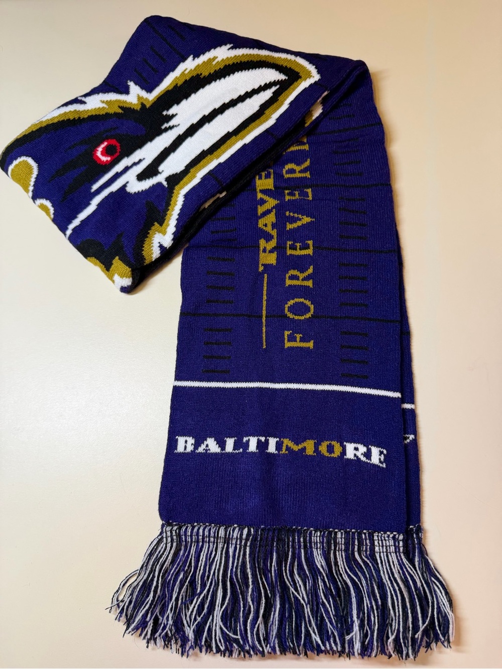 Baltimore Purple Team Knit Scarf with Gold Accents